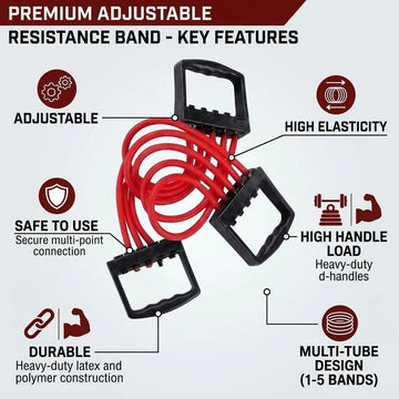 Premium 5-Tube Adjustable Resistance Band Set for Home Workout