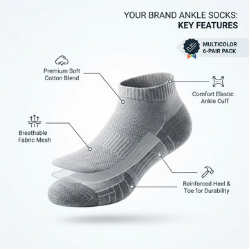 Premium Cotton Low-Cut Ankle Socks (6 pack)
